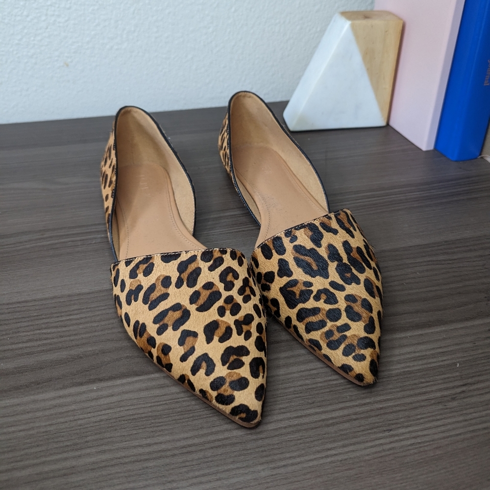 J. Crew Zoe Leopard calf hair d'Orsay flats, size 10, unworn